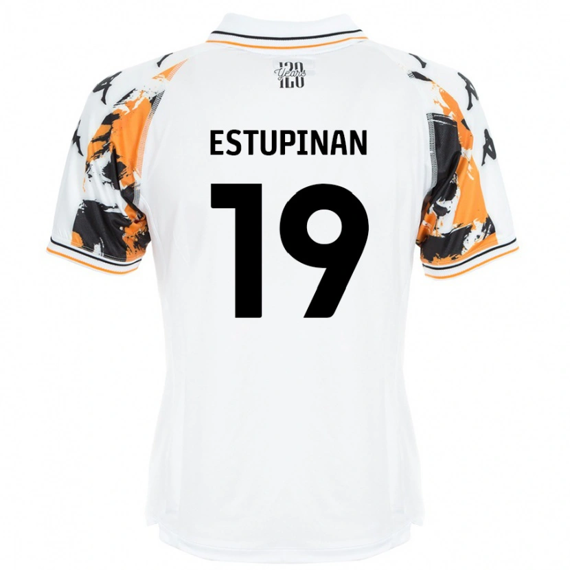 Danxen Mann Óscar Estupiñán #19 Hvit Bortetrøye Drakt Trøye 2024/25 Skjorter T-Skjorte