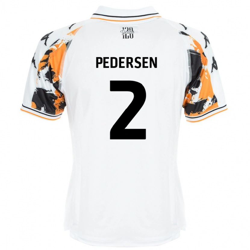 Danxen Mann Eden Pedersen #2 Hvit Bortetrøye Drakt Trøye 2024/25 Skjorter T-Skjorte