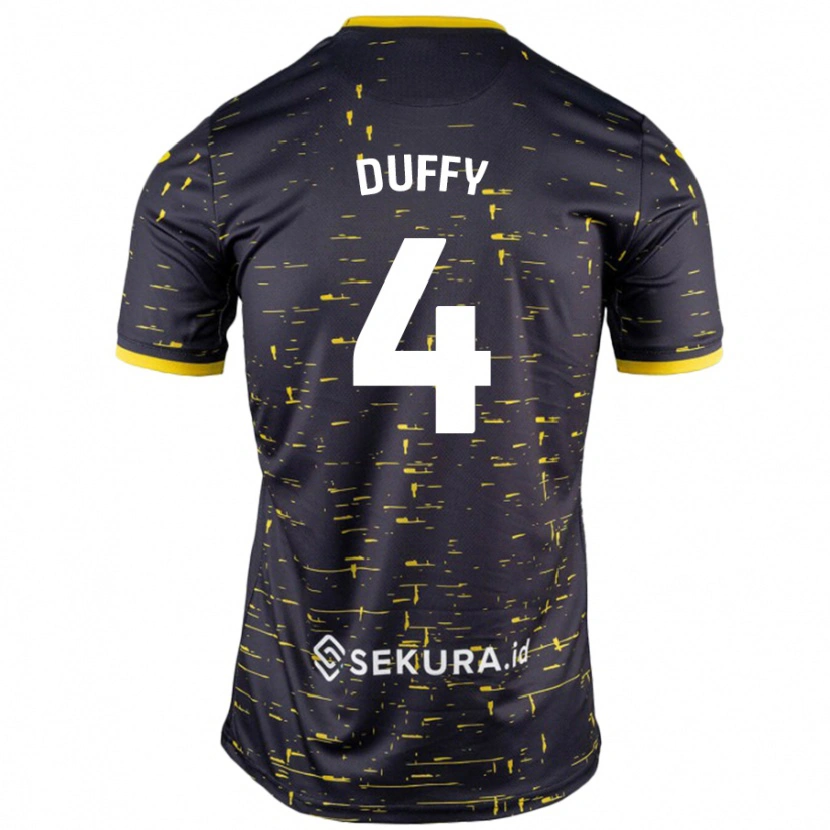 Danxen Mann Shane Duffy #4 Svart Gul Bortetrøye Drakt Trøye 2024/25 Skjorter T-Skjorte