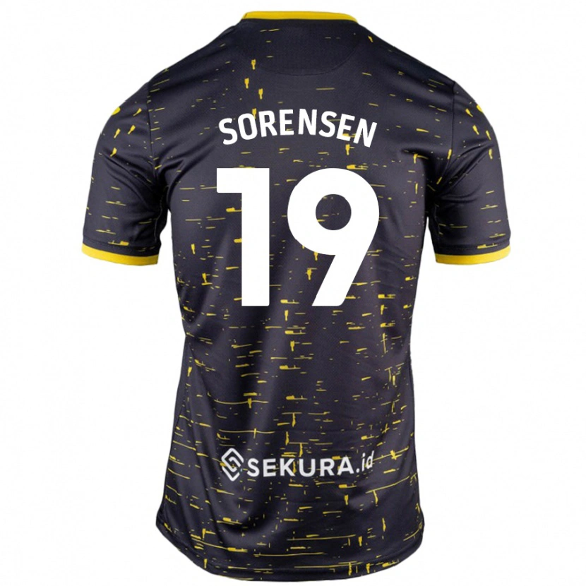 Danxen Mann Jacob Lungi Sørensen #19 Svart Gul Bortetrøye Drakt Trøye 2024/25 Skjorter T-Skjorte