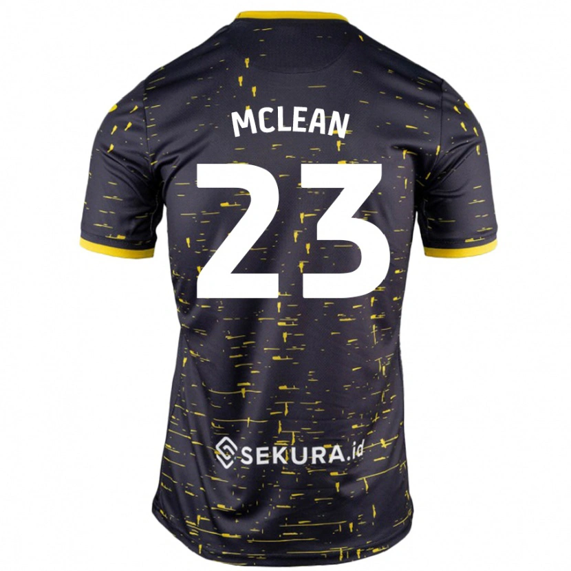 Danxen Mann Kenny Mclean #23 Svart Gul Bortetrøye Drakt Trøye 2024/25 Skjorter T-Skjorte