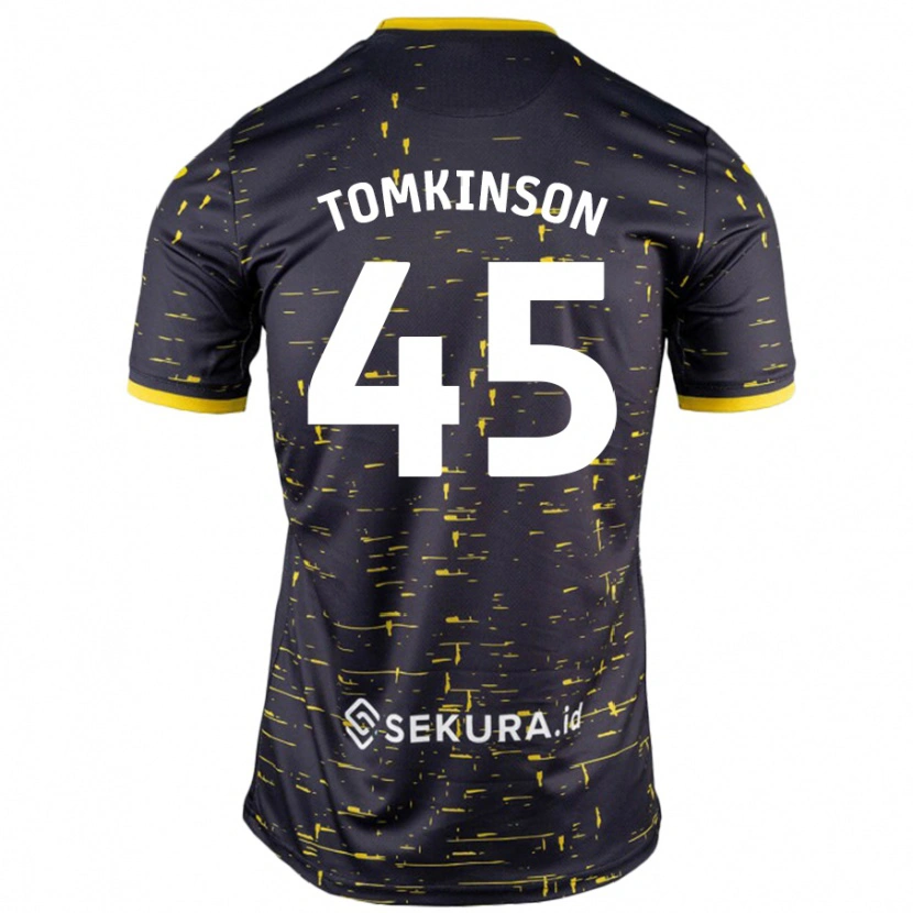 Danxen Mann Jonathan Tomkinson #45 Svart Gul Bortetrøye Drakt Trøye 2024/25 Skjorter T-Skjorte