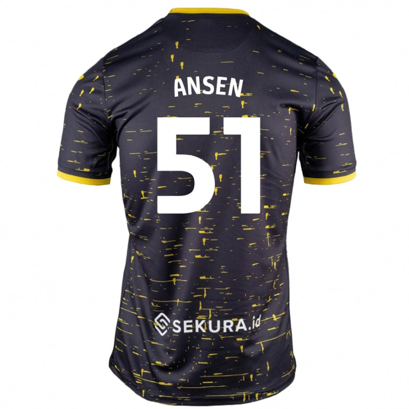 Danxen Mann Caleb Ansen #51 Svart Gul Bortetrøye Drakt Trøye 2024/25 Skjorter T-Skjorte