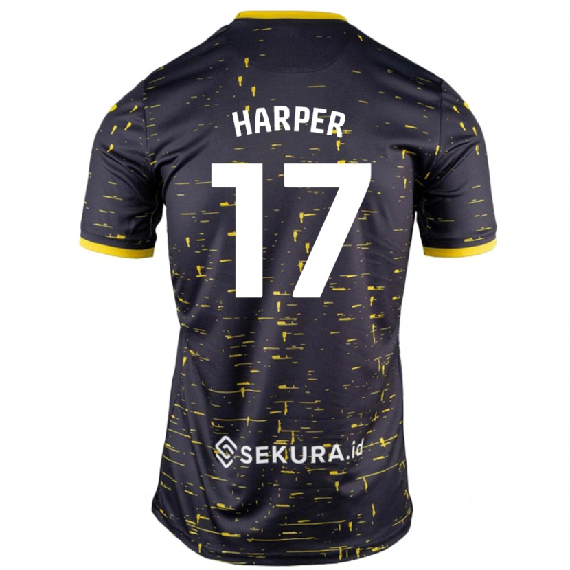 Danxen Mann Jess Harper #17 Svart Gul Bortetrøye Drakt Trøye 2024/25 Skjorter T-Skjorte