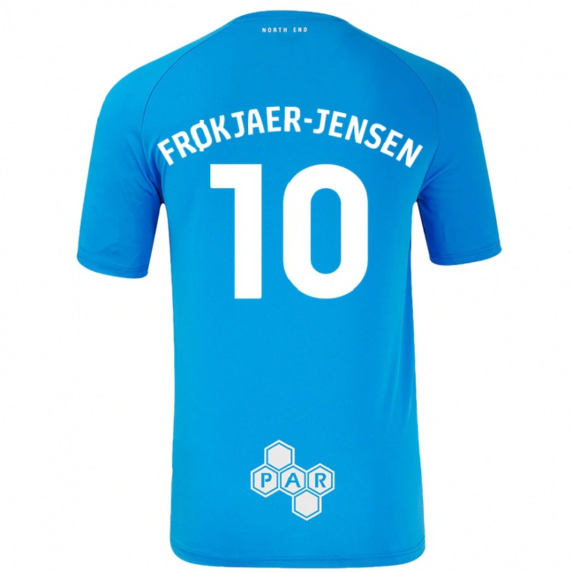 Danxen Mann Mads Frøkjaer-Jensen #10 Himmelblå Bortetrøye Drakt Trøye 2024/25 Skjorter T-Skjorte