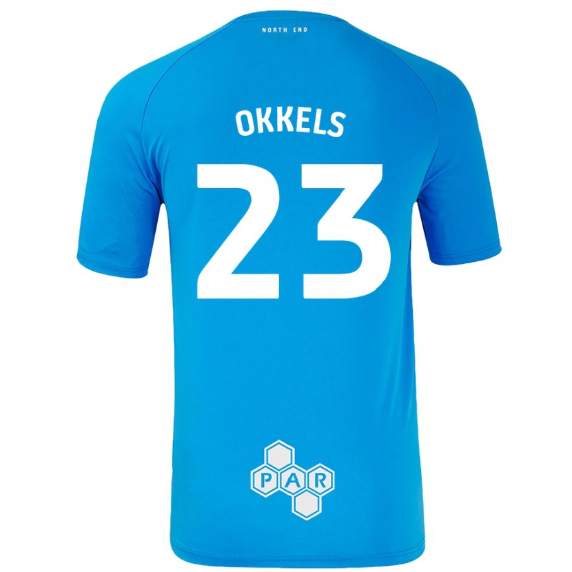 Danxen Mann Jeppe Okkels #23 Himmelblå Bortetrøye Drakt Trøye 2024/25 Skjorter T-Skjorte