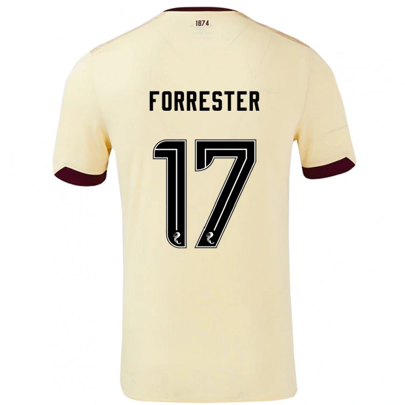 Danxen Mann Adam Forrester #17 Krem Burgund Bortetrøye Drakt Trøye 2024/25 Skjorter T-Skjorte