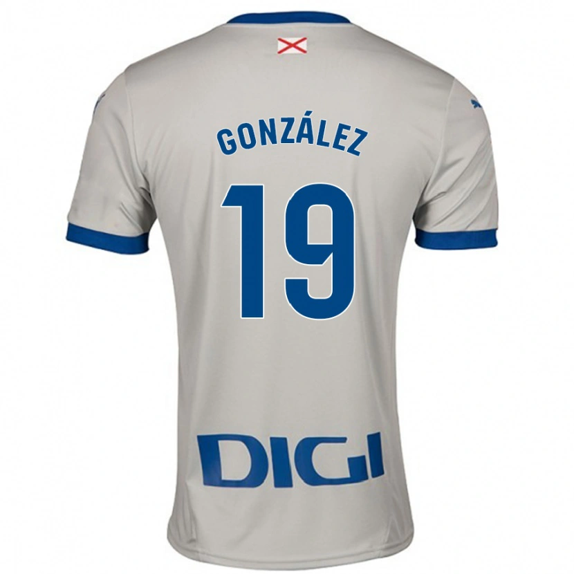 Danxen Mann Aimar González #19 Lys Grå Bortetrøye Drakt Trøye 2024/25 Skjorter T-Skjorte