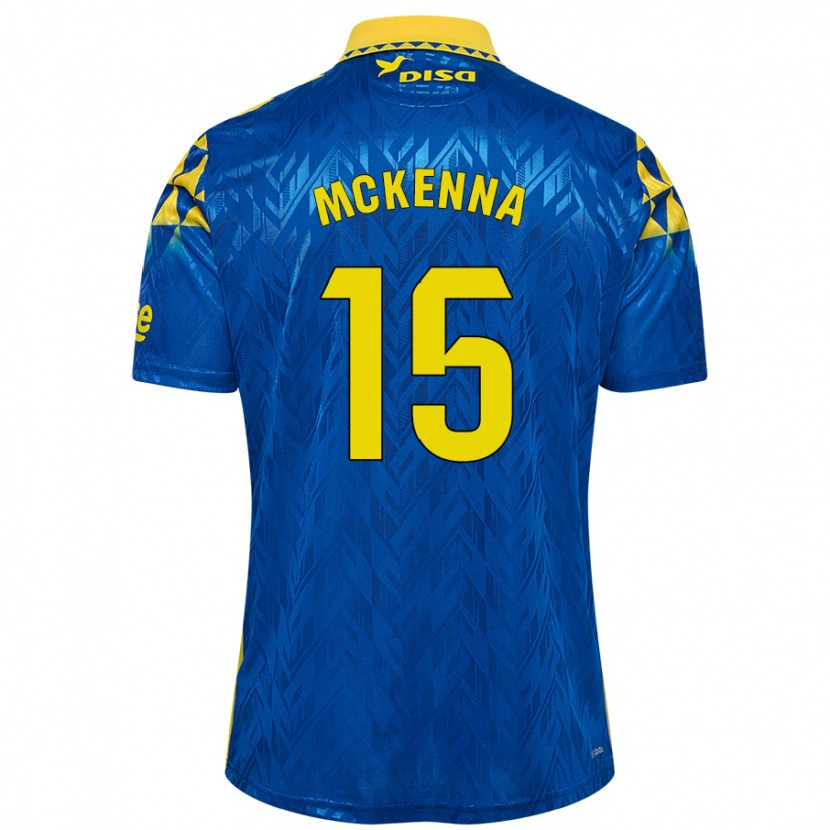 Danxen Mann Scott Mckenna #15 Blå Gul Bortetrøye Drakt Trøye 2024/25 Skjorter T-Skjorte