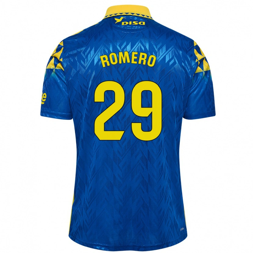 Danxen Mann Elías Romero #29 Blå Gul Bortetrøye Drakt Trøye 2024/25 Skjorter T-Skjorte