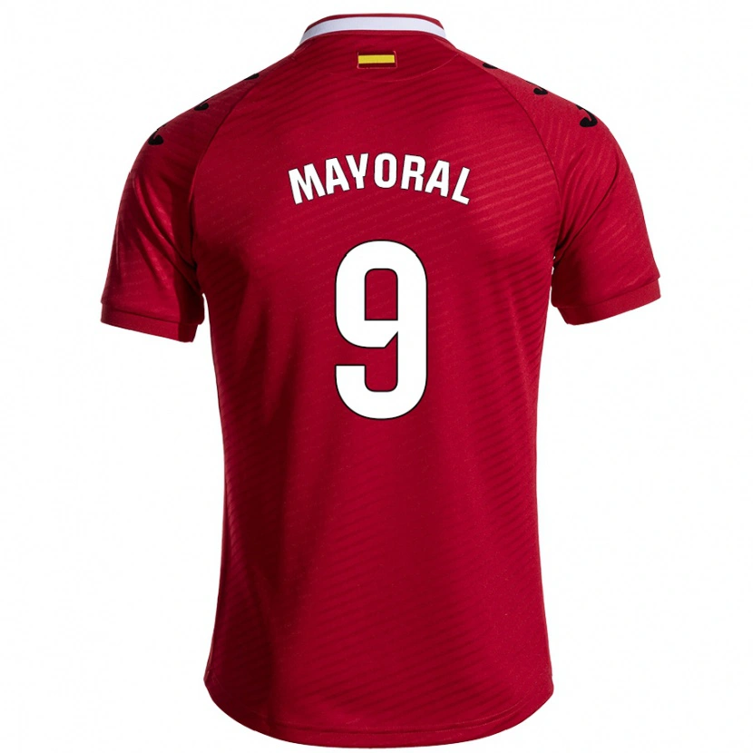 Danxen Mann Borja Mayoral #9 Mørk Rød Bortetrøye Drakt Trøye 2024/25 Skjorter T-Skjorte