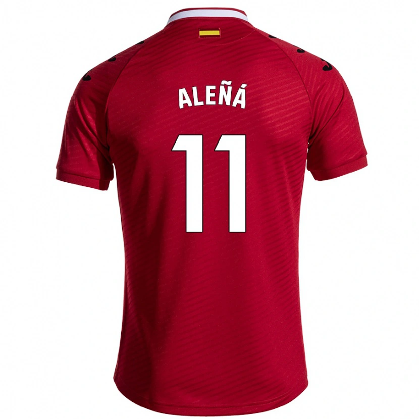Danxen Mann Carles Aleñá #11 Mørk Rød Bortetrøye Drakt Trøye 2024/25 Skjorter T-Skjorte