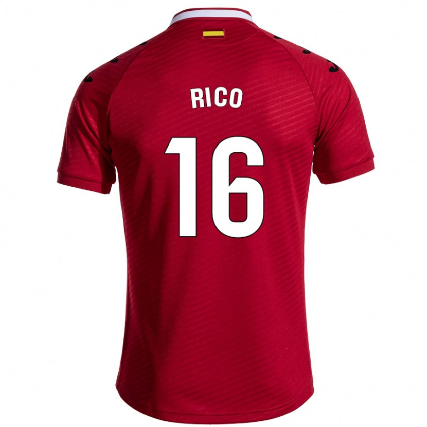 Danxen Mann Diego Rico #16 Mørk Rød Bortetrøye Drakt Trøye 2024/25 Skjorter T-Skjorte