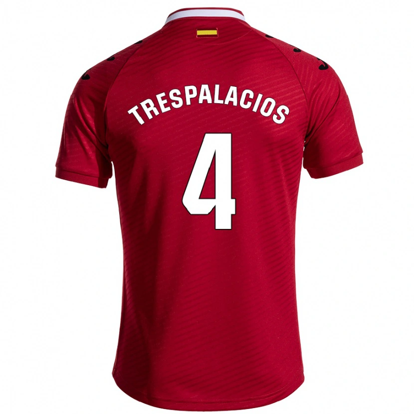 Danxen Mann Adrián Trespalacios #4 Mørk Rød Bortetrøye Drakt Trøye 2024/25 Skjorter T-Skjorte