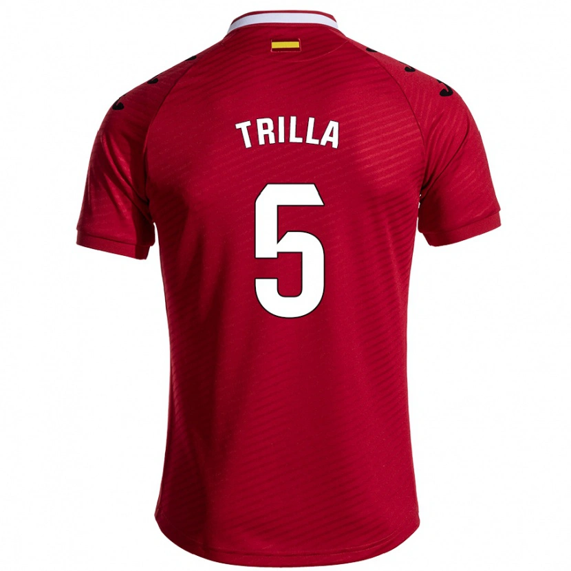 Danxen Mann Guillem Trilla #5 Mørk Rød Bortetrøye Drakt Trøye 2024/25 Skjorter T-Skjorte