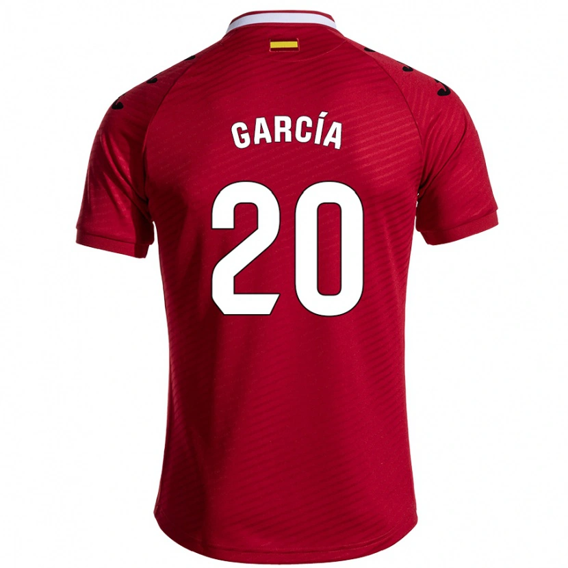 Danxen Mann Álex García #20 Mørk Rød Bortetrøye Drakt Trøye 2024/25 Skjorter T-Skjorte