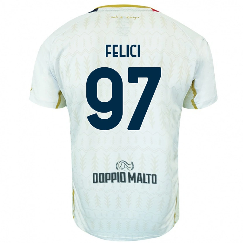 Danxen Mann Mattia Felici #97 Hvit Bortetrøye Drakt Trøye 2024/25 Skjorter T-Skjorte