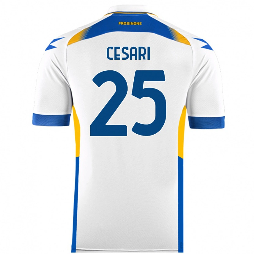 Danxen Mann Nicolò Cesari #25 Hvit Bortetrøye Drakt Trøye 2024/25 Skjorter T-Skjorte