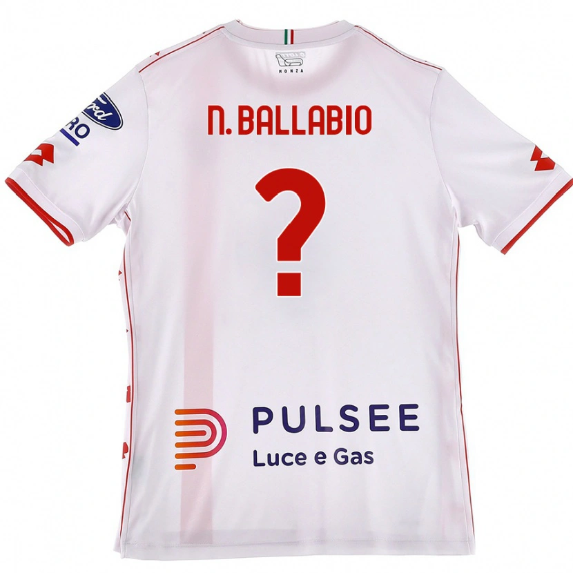 Danxen Mann Nicolò Ballabio #0 Hvit Rød Bortetrøye Drakt Trøye 2024/25 Skjorter T-Skjorte
