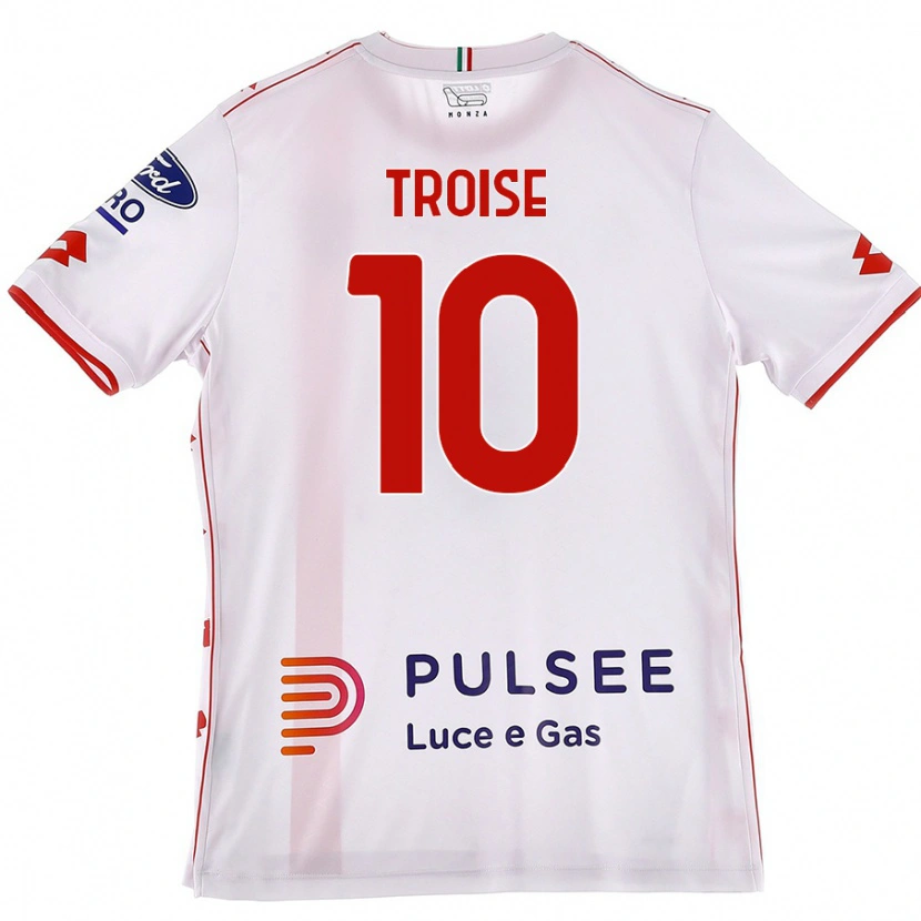 Danxen Mann Antonio Troise #10 Hvit Rød Bortetrøye Drakt Trøye 2024/25 Skjorter T-Skjorte