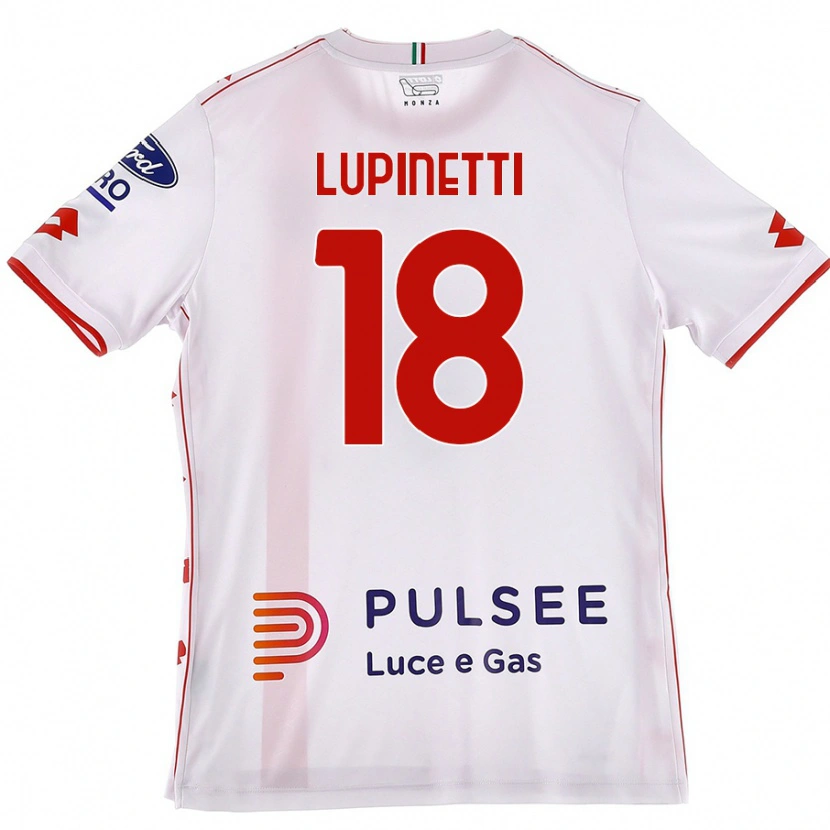 Danxen Mann Tommaso Lupinetti #18 Hvit Rød Bortetrøye Drakt Trøye 2024/25 Skjorter T-Skjorte