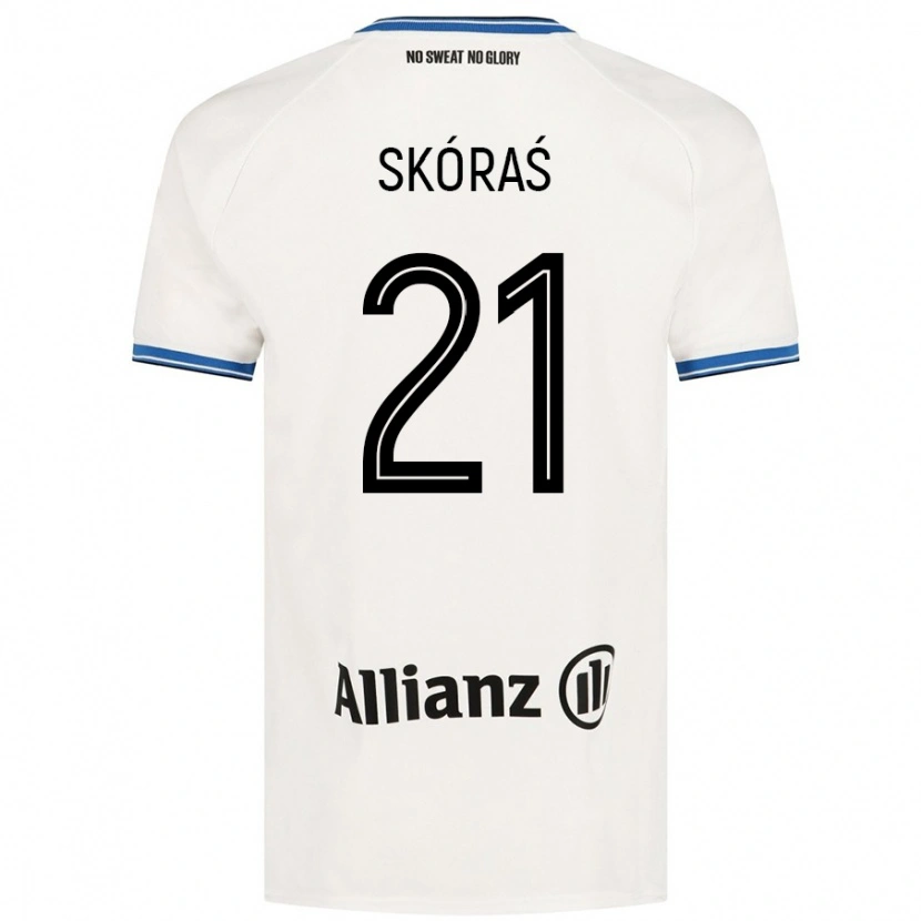 Danxen Mann Michal Skoras #21 Hvit Bortetrøye Drakt Trøye 2024/25 Skjorter T-Skjorte
