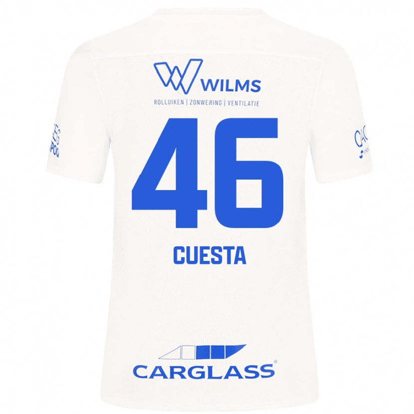 Danxen Mann Carlos Cuesta #46 Hvit Bortetrøye Drakt Trøye 2024/25 Skjorter T-Skjorte