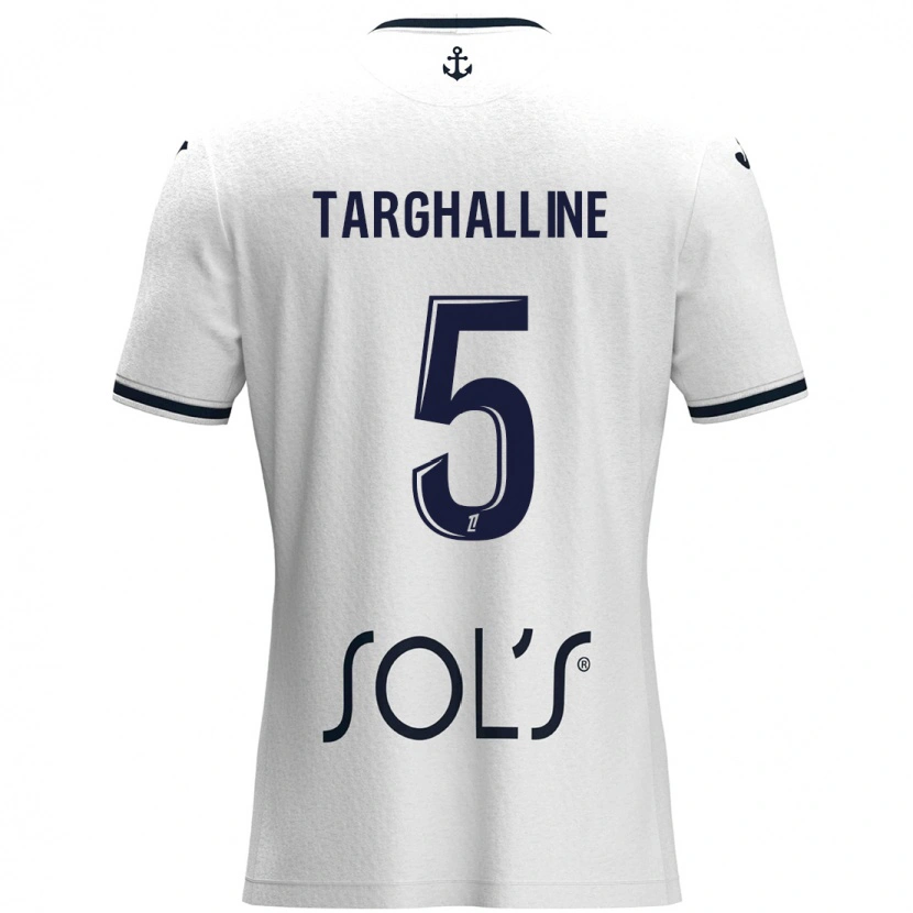 Danxen Mann Oussama Targhalline #5 Hvit Mørkeblå Bortetrøye Drakt Trøye 2024/25 Skjorter T-Skjorte