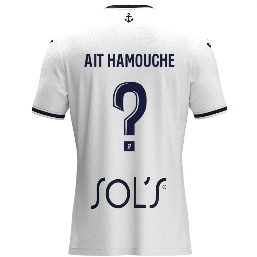 Danxen Mann Massyl Ait Hamouche #0 Hvit Mørkeblå Bortetrøye Drakt Trøye 2024/25 Skjorter T-Skjorte