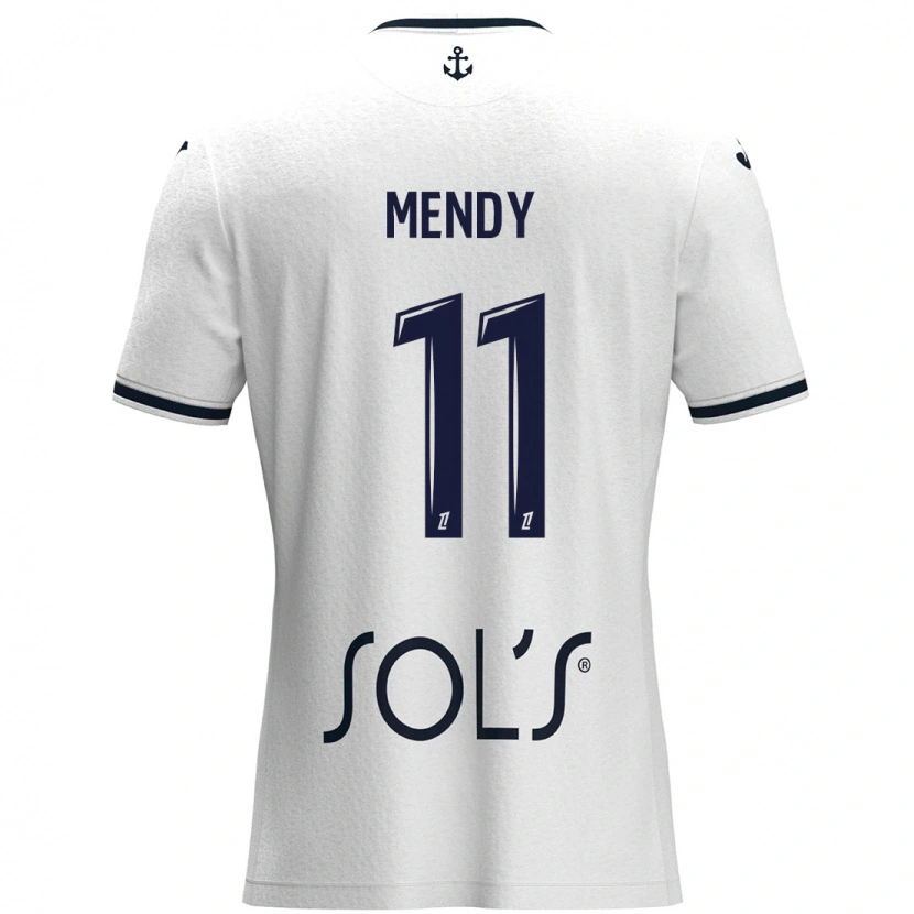 Danxen Mann Mélinda Mendy #11 Hvit Mørkeblå Bortetrøye Drakt Trøye 2024/25 Skjorter T-Skjorte