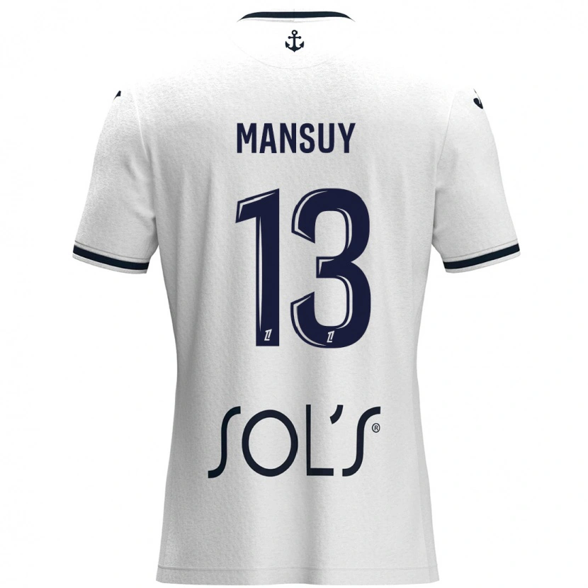 Danxen Mann Héloïse Mansuy #13 Hvit Mørkeblå Bortetrøye Drakt Trøye 2024/25 Skjorter T-Skjorte