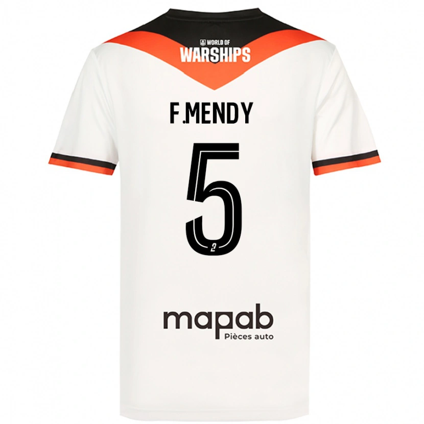 Danxen Mann Formose Mendy #5 Hvit Bortetrøye Drakt Trøye 2024/25 Skjorter T-Skjorte