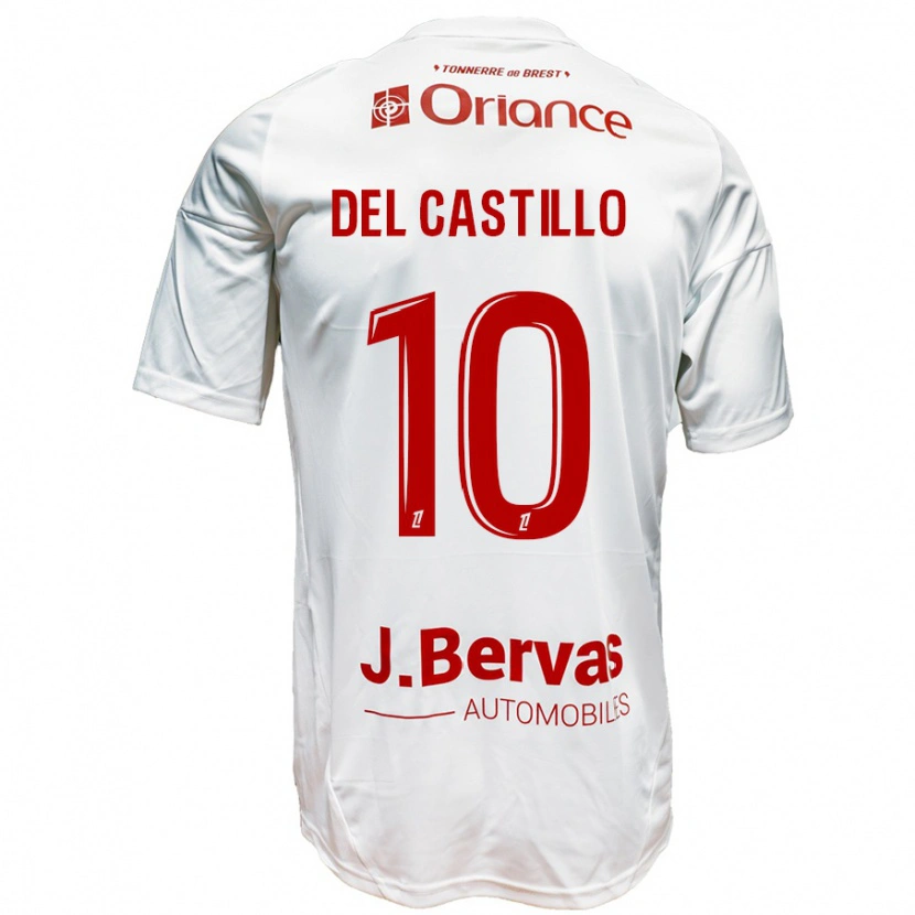 Danxen Mann Romain Del Castillo #10 Hvit Rød Bortetrøye Drakt Trøye 2024/25 Skjorter T-Skjorte