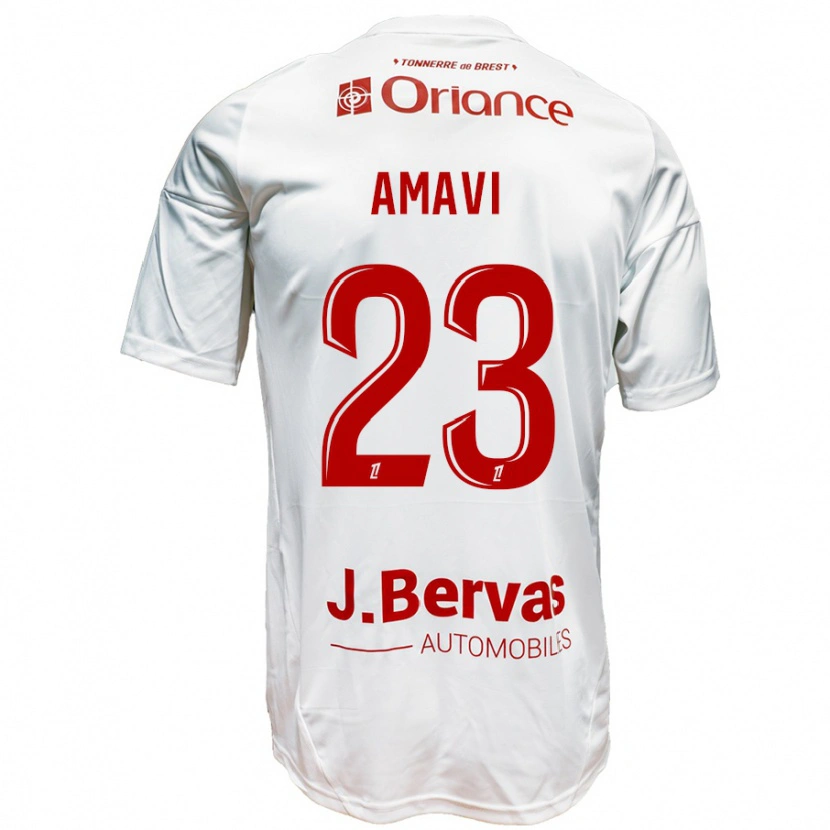 Danxen Mann Jordan Amavi #23 Hvit Rød Bortetrøye Drakt Trøye 2024/25 Skjorter T-Skjorte