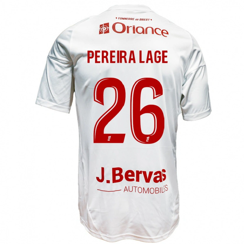 Danxen Mann Mathias Pereira Lage #26 Hvit Rød Bortetrøye Drakt Trøye 2024/25 Skjorter T-Skjorte