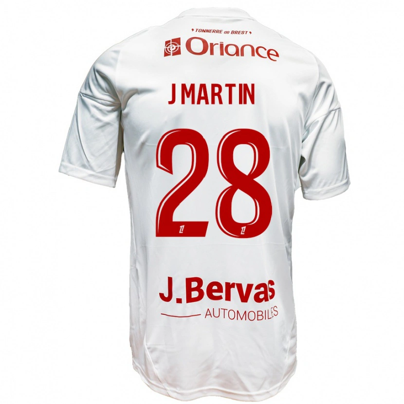 Danxen Mann Jonas Martin #28 Hvit Rød Bortetrøye Drakt Trøye 2024/25 Skjorter T-Skjorte