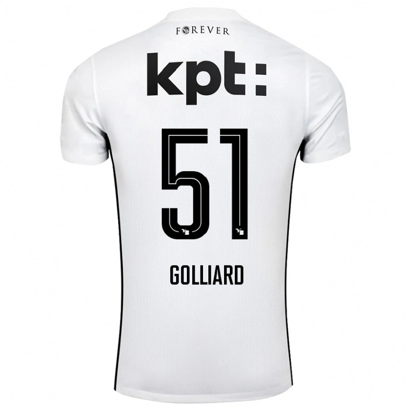 Danxen Mann Théo Golliard #51 Hvit Svart Bortetrøye Drakt Trøye 2024/25 Skjorter T-Skjorte