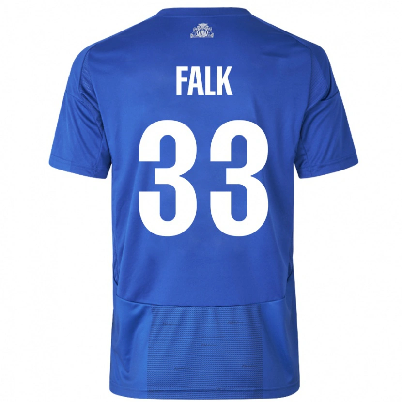 Danxen Mann Rasmus Falk #33 Hvit Blå Bortetrøye Drakt Trøye 2024/25 Skjorter T-Skjorte