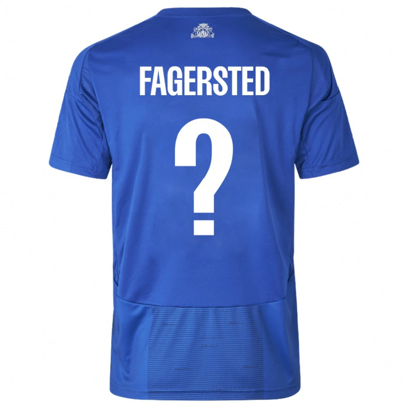 Danxen Mann Johan Fagersted #0 Hvit Blå Bortetrøye Drakt Trøye 2024/25 Skjorter T-Skjorte