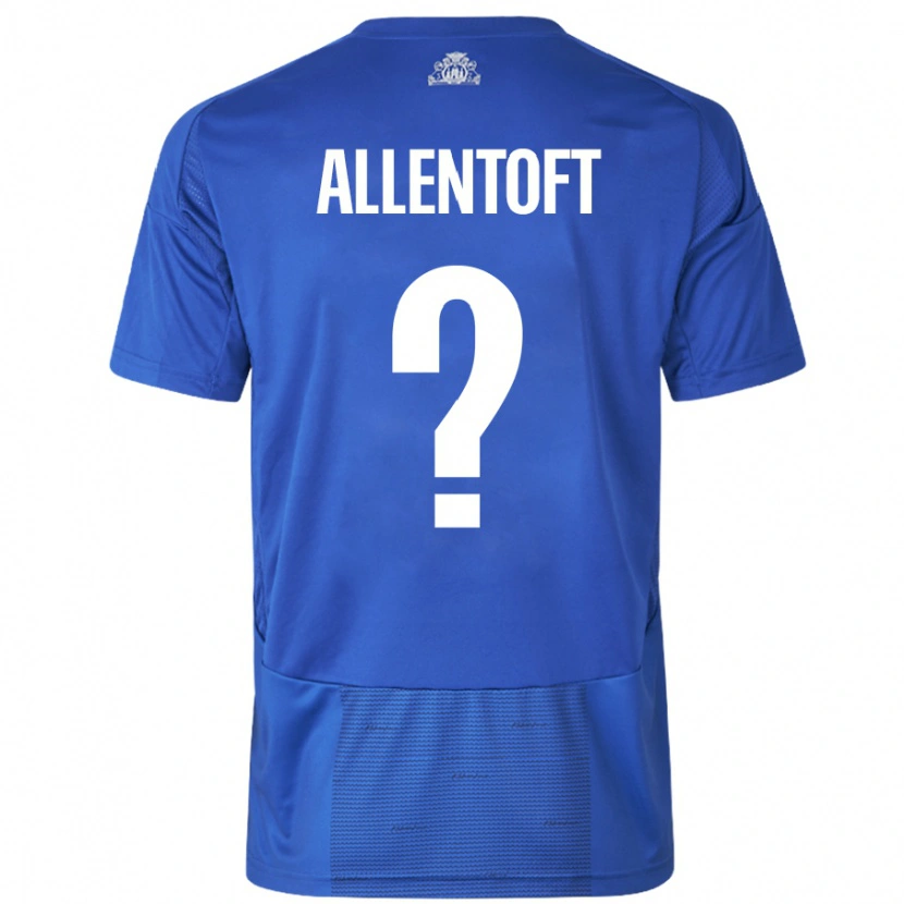 Danxen Mann Philip Allentoft #0 Hvit Blå Bortetrøye Drakt Trøye 2024/25 Skjorter T-Skjorte