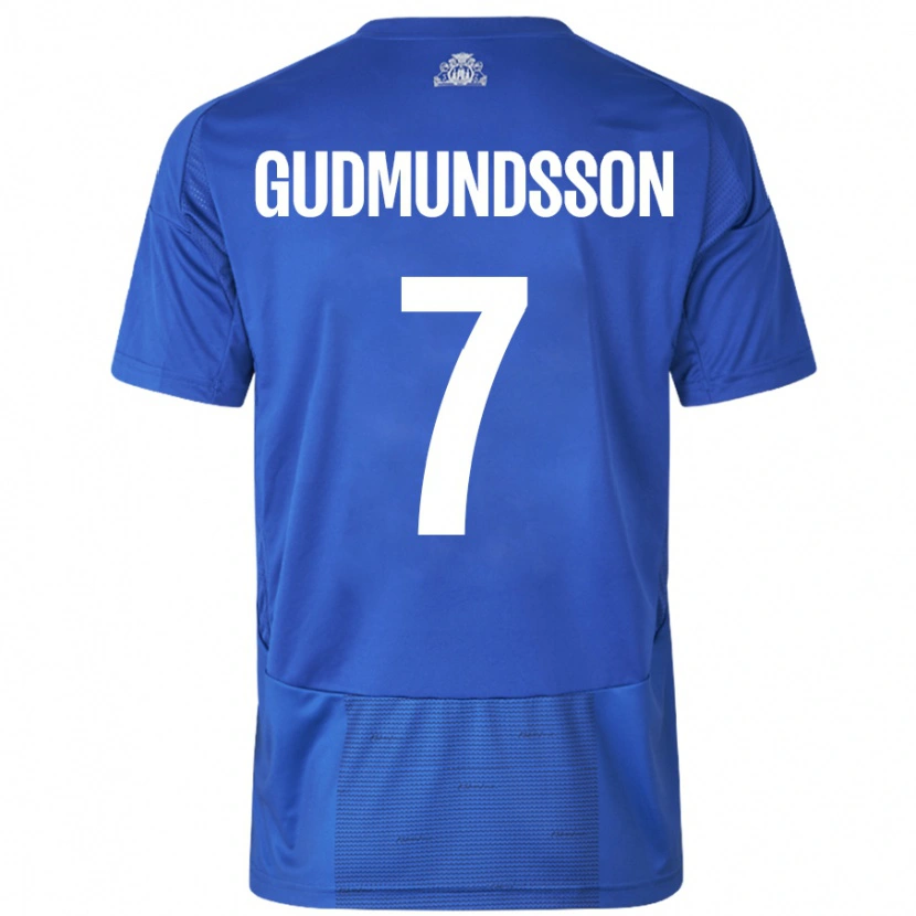 Danxen Mann Galdur Gudmundsson #7 Hvit Blå Bortetrøye Drakt Trøye 2024/25 Skjorter T-Skjorte