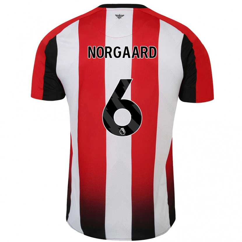 Danxen Dame Christian Nørgaard #6 Rød Hvit Hjemmetrøye Drakt Trøye 2024/25 Skjorter T-Skjorte