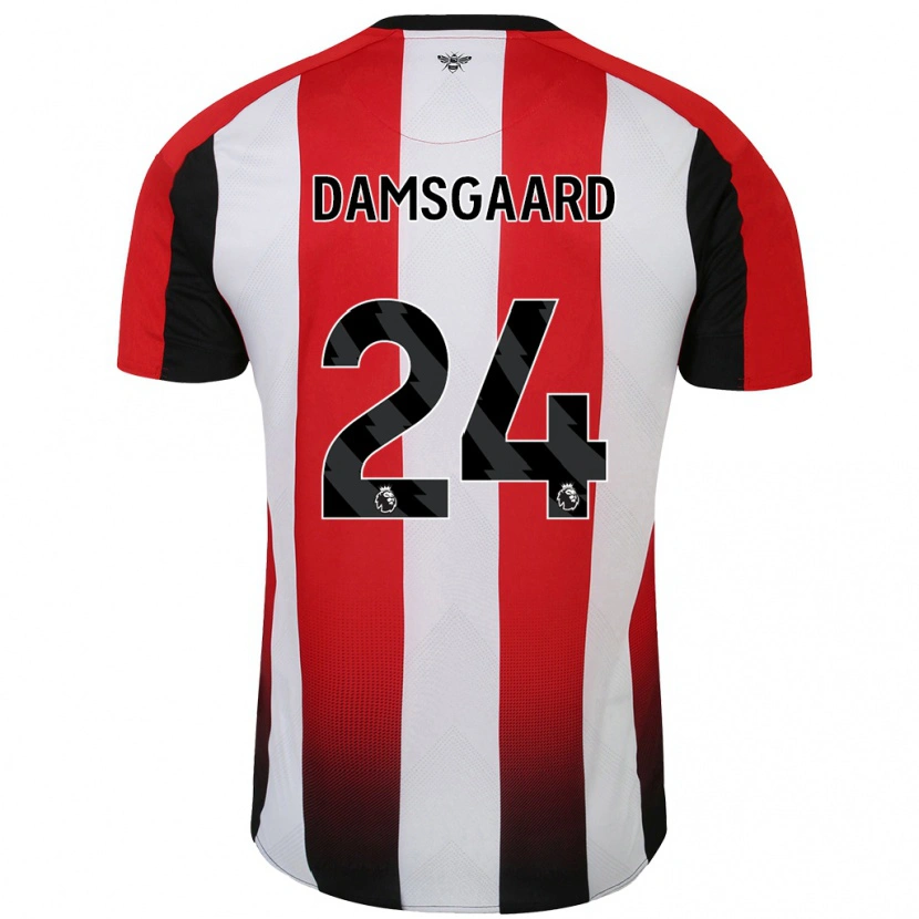 Danxen Dame Mikkel Damsgaard #24 Rød Hvit Hjemmetrøye Drakt Trøye 2024/25 Skjorter T-Skjorte