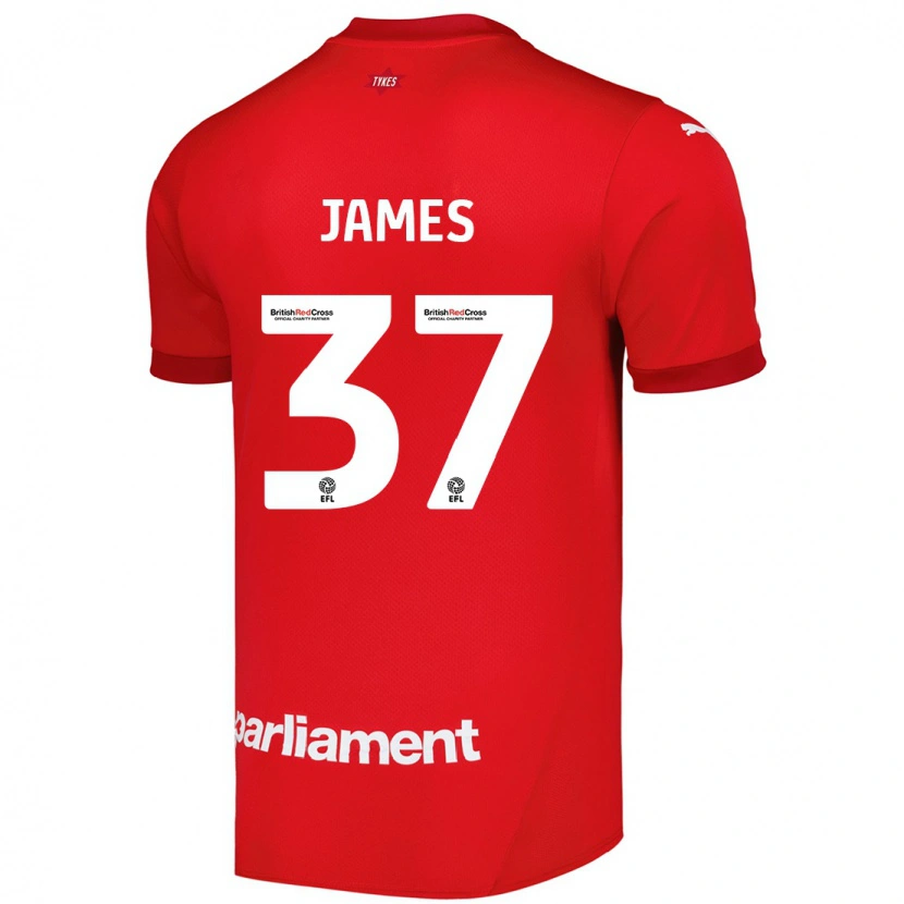 Danxen Dame Nathan James #37 Rød Hjemmetrøye Drakt Trøye 2024/25 Skjorter T-Skjorte