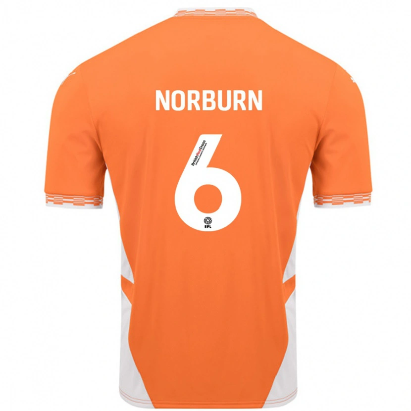 Danxen Dame Oliver Norburn #6 Oransje Hvit Hjemmetrøye Drakt Trøye 2024/25 Skjorter T-Skjorte