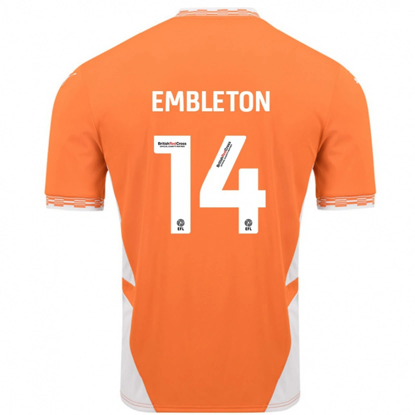 Danxen Dame Elliot Embleton #14 Oransje Hvit Hjemmetrøye Drakt Trøye 2024/25 Skjorter T-Skjorte