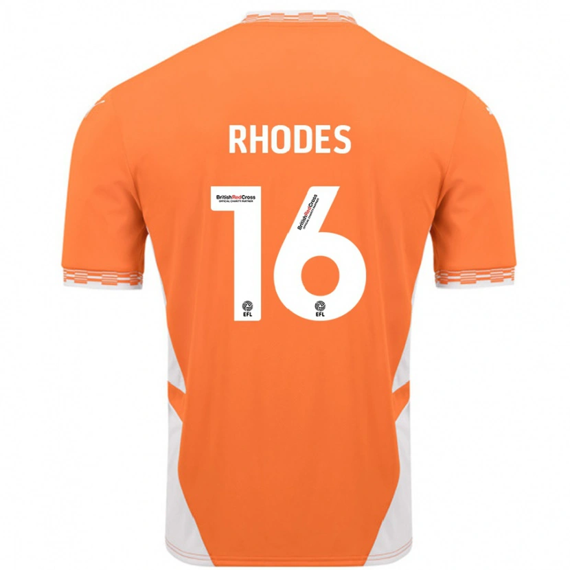 Danxen Dame Jordan Rhodes #16 Oransje Hvit Hjemmetrøye Drakt Trøye 2024/25 Skjorter T-Skjorte