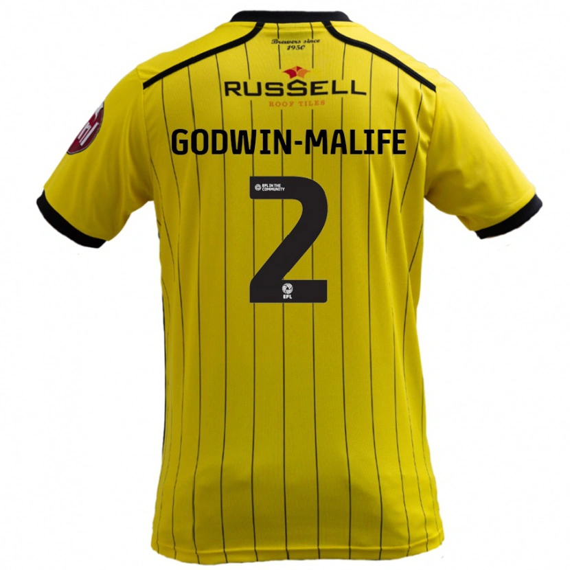 Danxen Dame Udoka Godwin-Malife #2 Gul Hjemmetrøye Drakt Trøye 2024/25 Skjorter T-Skjorte