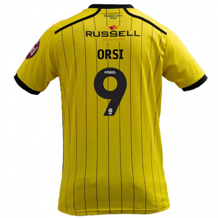 Danxen Dame Danilo Orsi #9 Gul Hjemmetrøye Drakt Trøye 2024/25 Skjorter T-Skjorte