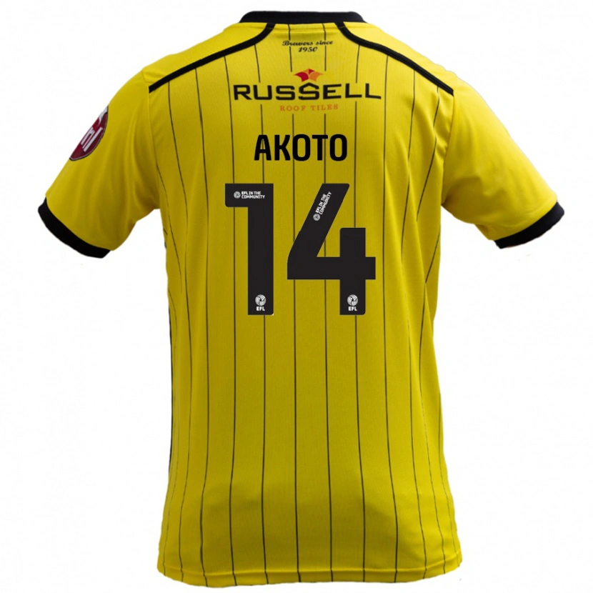 Danxen Dame Nick Akoto #14 Gul Hjemmetrøye Drakt Trøye 2024/25 Skjorter T-Skjorte
